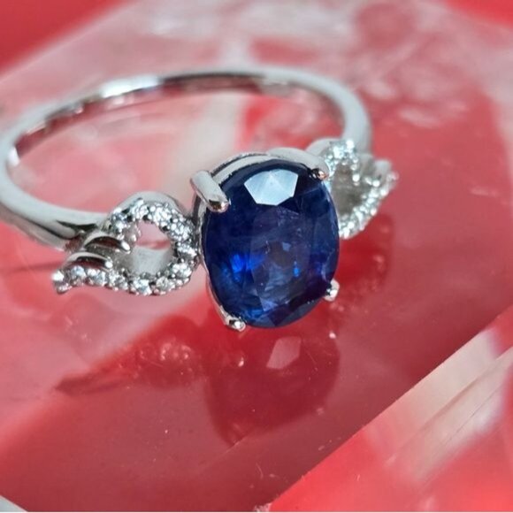 Natural Kyanite & CZ 925 Sterling Silver ring - Picture 5 of 5